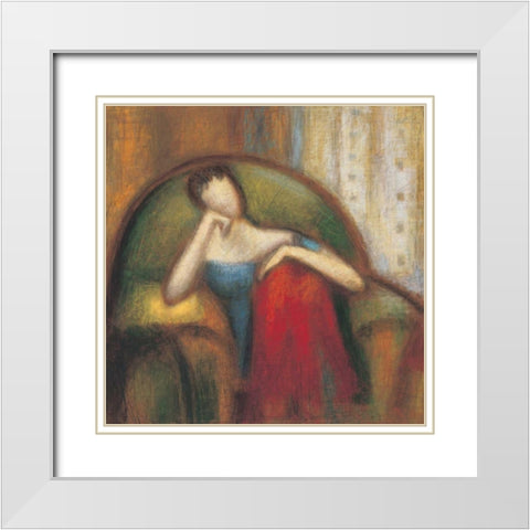 Pensive I White Modern Wood Framed Art Print with Double Matting by Gray, Karl