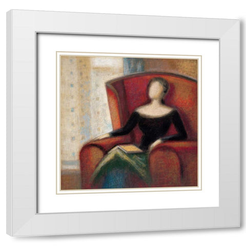 Pensive II White Modern Wood Framed Art Print with Double Matting by Gray, Karl