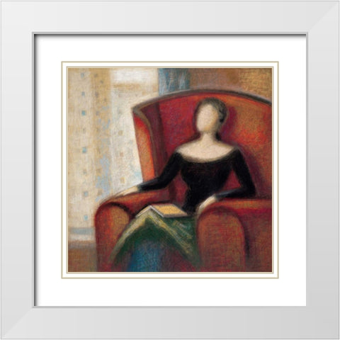 Pensive II White Modern Wood Framed Art Print with Double Matting by Gray, Karl
