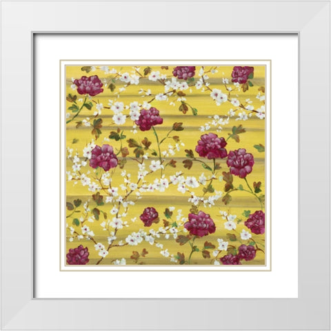 Peonies and Dogwoods White Modern Wood Framed Art Print with Double Matting by Lee, Scott