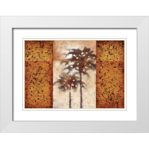 Sunset Palms II White Modern Wood Framed Art Print with Double Matting by Lee, Scott