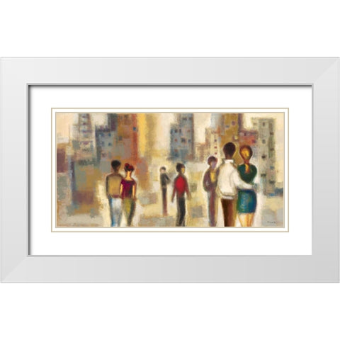 Metropolis III White Modern Wood Framed Art Print with Double Matting by Lentz, Michael