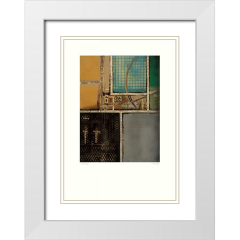 Circuitry I White Modern Wood Framed Art Print with Double Matting by Lentz, Michael