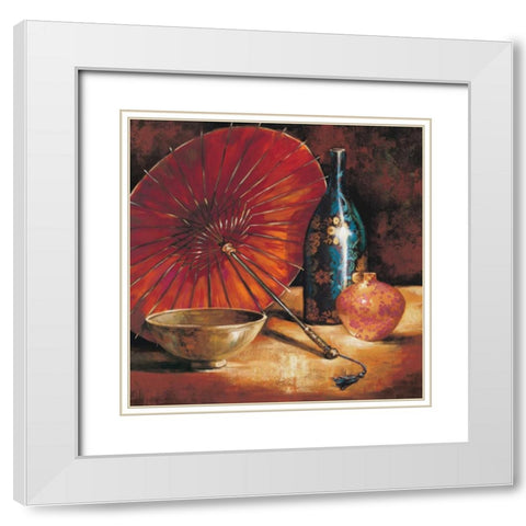Asian Still Life I White Modern Wood Framed Art Print with Double Matting by Rodriguez, S.