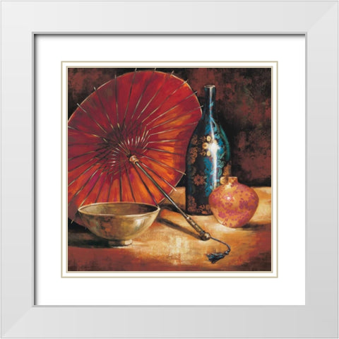 Asian Still Life I White Modern Wood Framed Art Print with Double Matting by Rodriguez, S.