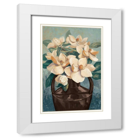 Peony Mist White Modern Wood Framed Art Print with Double Matting by Jeffrey, Jillian