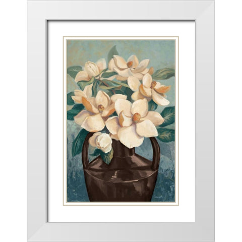Peony Mist White Modern Wood Framed Art Print with Double Matting by Jeffrey, Jillian