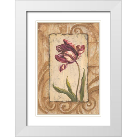 Classic Tulip II White Modern Wood Framed Art Print with Double Matting by Jeffrey, Jillian