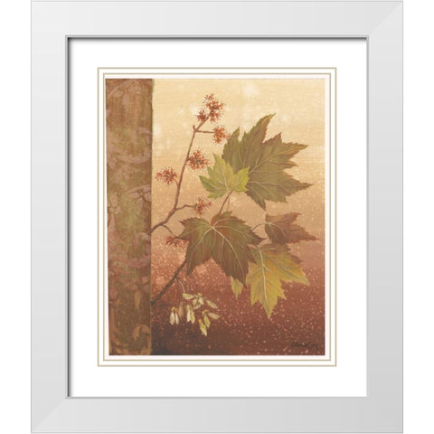 Maple Leaves White Modern Wood Framed Art Print with Double Matting by Jeffrey, Jillian