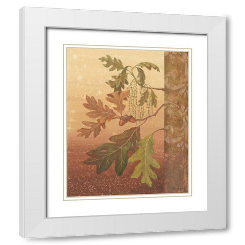 Oak Leaves White Modern Wood Framed Art Print with Double Matting by Jeffrey, Jillian