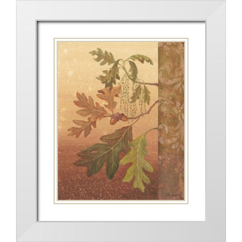 Oak Leaves White Modern Wood Framed Art Print with Double Matting by Jeffrey, Jillian