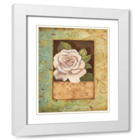 Antique Rose I White Modern Wood Framed Art Print with Double Matting by Jeffrey, Jillian