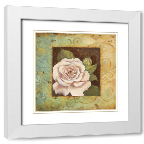 Antique Rose III White Modern Wood Framed Art Print with Double Matting by Jeffrey, Jillian