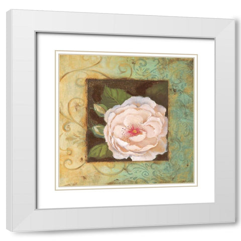 Antique Rose IV White Modern Wood Framed Art Print with Double Matting by Jeffrey, Jillian