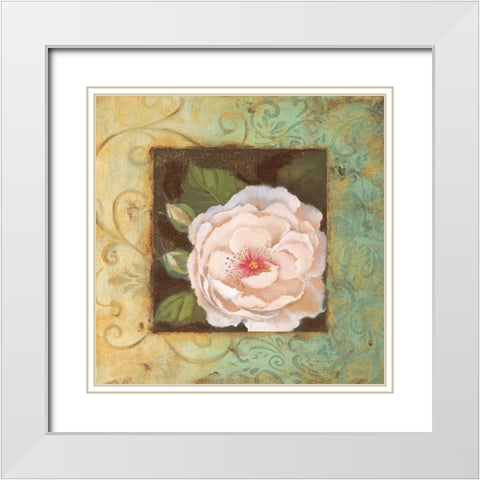 Antique Rose IV White Modern Wood Framed Art Print with Double Matting by Jeffrey, Jillian