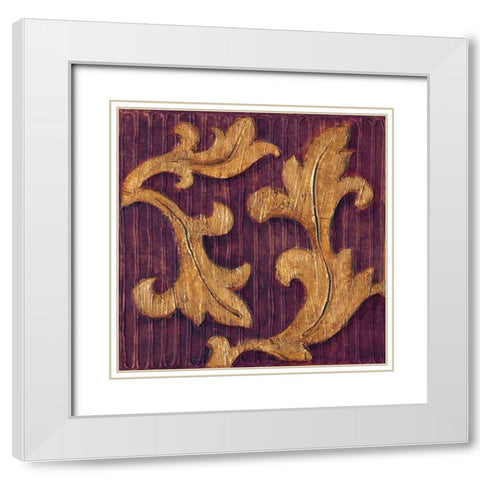 Gold Acanthus I White Modern Wood Framed Art Print with Double Matting by Jeffrey, Jillian