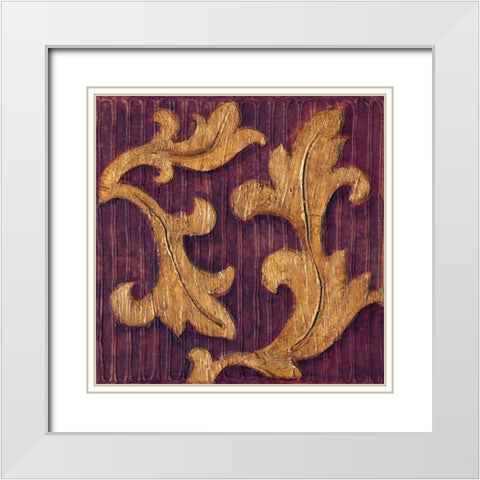 Gold Acanthus I White Modern Wood Framed Art Print with Double Matting by Jeffrey, Jillian