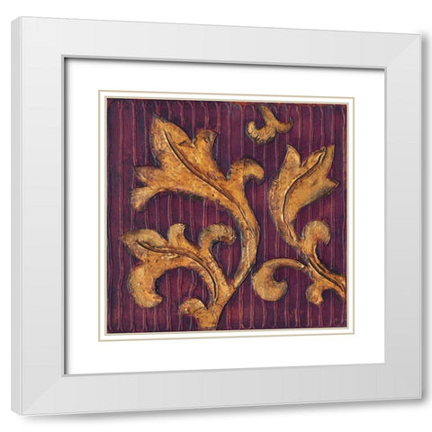 Gold Acanthus II White Modern Wood Framed Art Print with Double Matting by Jeffrey, Jillian