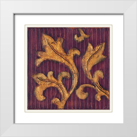 Gold Acanthus II White Modern Wood Framed Art Print with Double Matting by Jeffrey, Jillian