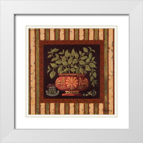 Sweet Basil White Modern Wood Framed Art Print with Double Matting by Jeffrey, Jillian
