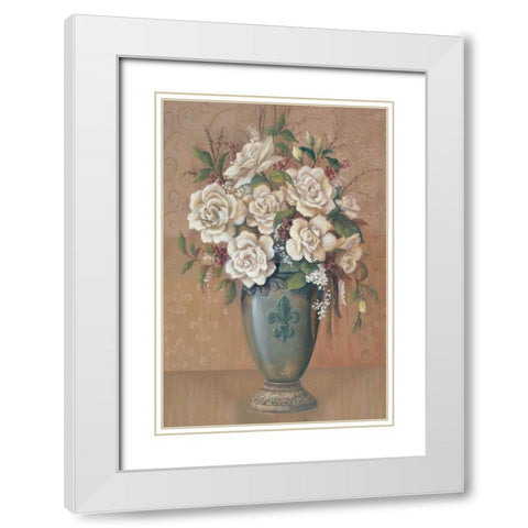 Courtly Roses I White Modern Wood Framed Art Print with Double Matting by Jeffrey, Jillian