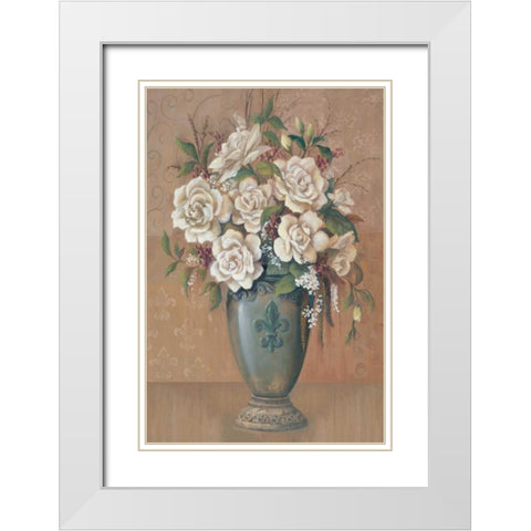 Courtly Roses I White Modern Wood Framed Art Print with Double Matting by Jeffrey, Jillian