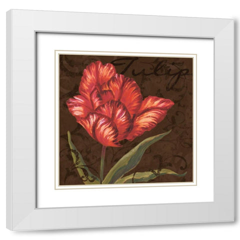 Tulipa I White Modern Wood Framed Art Print with Double Matting by Jeffrey, Jillian