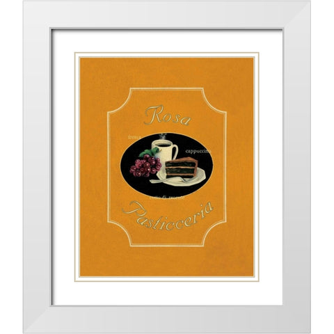 Rosa Pasticceria White Modern Wood Framed Art Print with Double Matting by Jones, Catherine