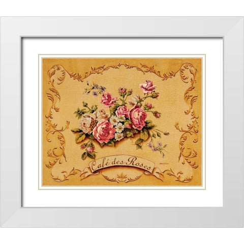 Cafe des Roses White Modern Wood Framed Art Print with Double Matting by Jones, Catherine