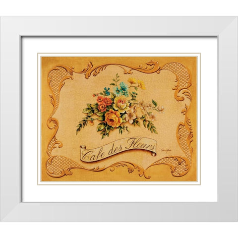 Cafe des Fleurs White Modern Wood Framed Art Print with Double Matting by Jones, Catherine