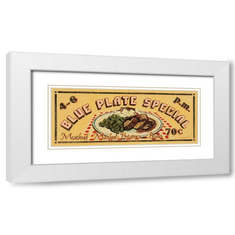 Blue Plate Special White Modern Wood Framed Art Print with Double Matting by Jones, Catherine