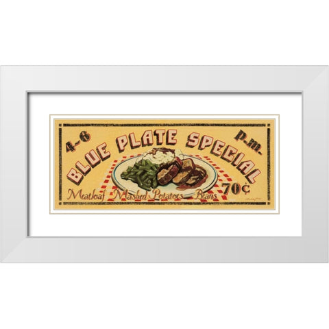 Blue Plate Special White Modern Wood Framed Art Print with Double Matting by Jones, Catherine