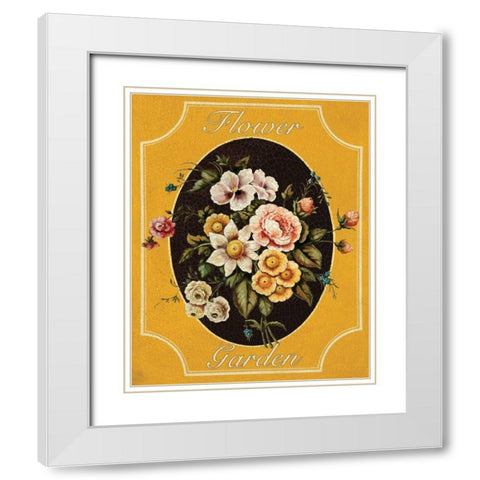 Flower Garden White Modern Wood Framed Art Print with Double Matting by Jones, Catherine