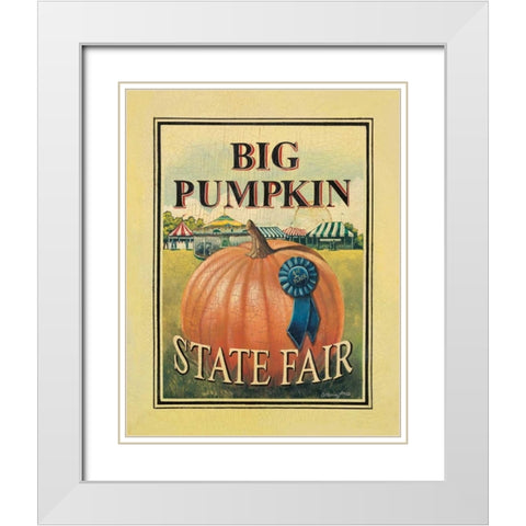 Big Pumpkin White Modern Wood Framed Art Print with Double Matting by Jones, Catherine