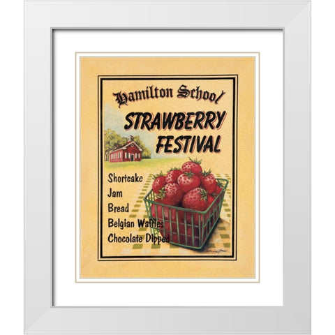 Strawberry Festival White Modern Wood Framed Art Print with Double Matting by Jones, Catherine