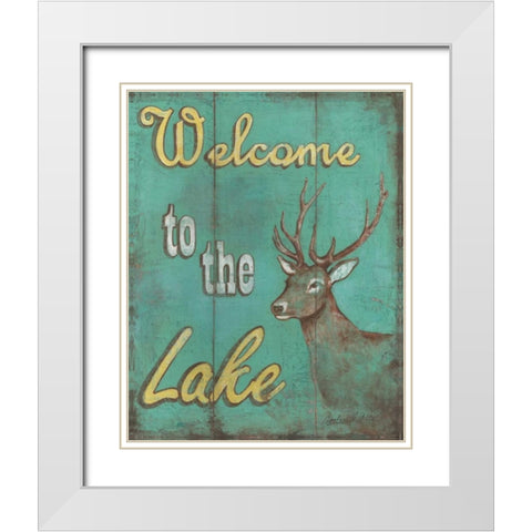 Lake Welcome White Modern Wood Framed Art Print with Double Matting by Jones, Catherine