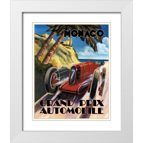 Monaco Grand Prix White Modern Wood Framed Art Print with Double Matting by Jones, Catherine