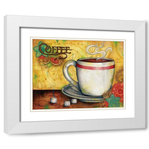 Spring Coffee White Modern Wood Framed Art Print with Double Matting by Knold, Donna