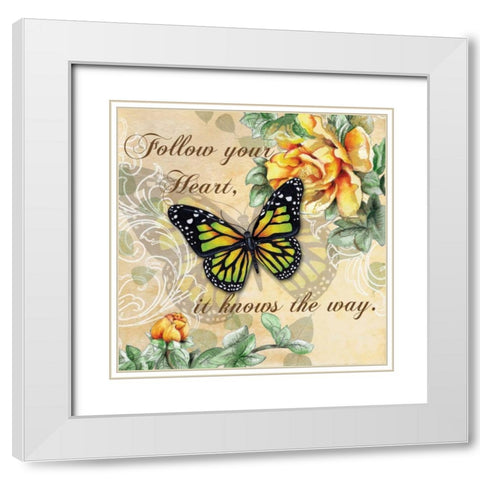 Inspire Butterfly I White Modern Wood Framed Art Print with Double Matting by Knold, Donna