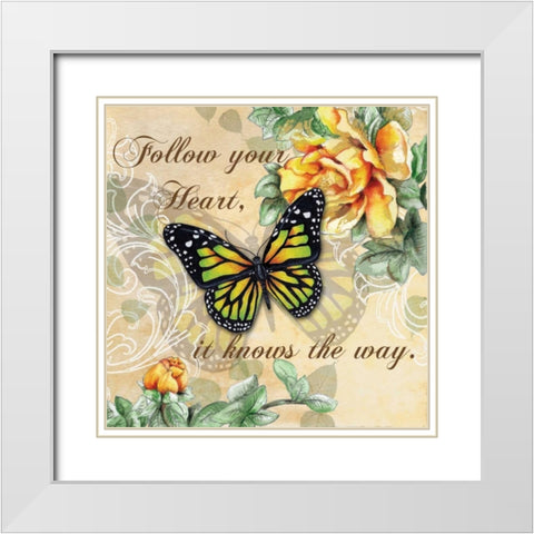 Inspire Butterfly I White Modern Wood Framed Art Print with Double Matting by Knold, Donna