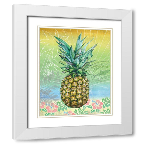 Summer Splash Pineapple White Modern Wood Framed Art Print with Double Matting by K, Onna