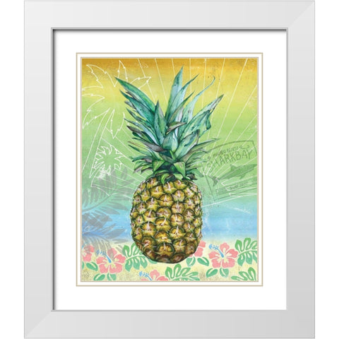 Summer Splash Pineapple White Modern Wood Framed Art Print with Double Matting by K, Onna