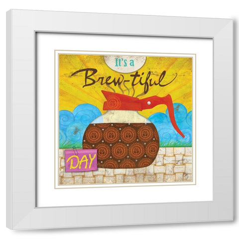 Coffee Time II White Modern Wood Framed Art Print with Double Matting by K, Onna