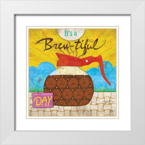 Coffee Time II White Modern Wood Framed Art Print with Double Matting by K, Onna