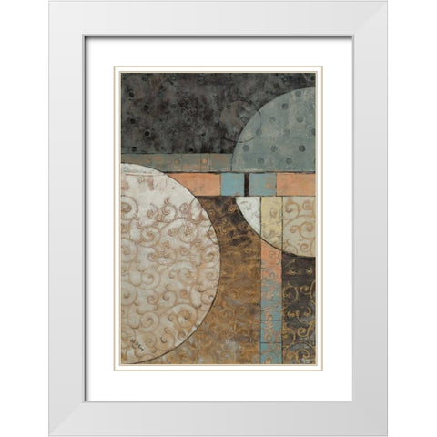 Geo Round Squared I White Modern Wood Framed Art Print with Double Matting by Kime, John