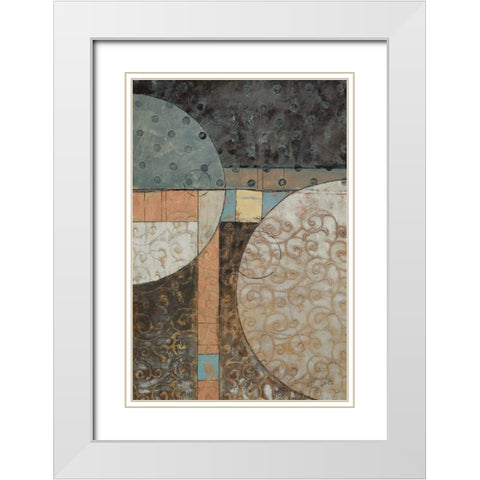 Geo Round Squared II White Modern Wood Framed Art Print with Double Matting by Kime, John