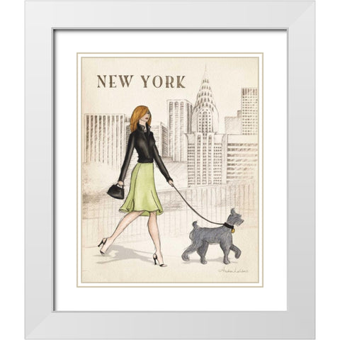New York White Modern Wood Framed Art Print with Double Matting by Laliberte, Andrea