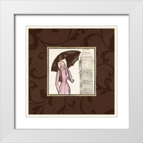 London in Pink White Modern Wood Framed Art Print with Double Matting by Laliberte, Andrea