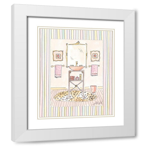 Powder Room III White Modern Wood Framed Art Print with Double Matting by Leal, Steve