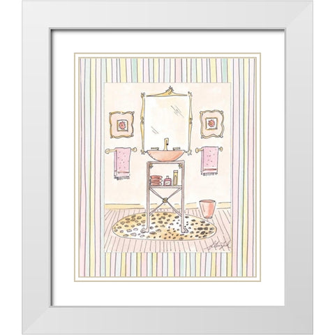 Powder Room III White Modern Wood Framed Art Print with Double Matting by Leal, Steve